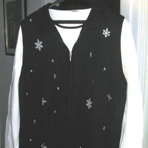 Matching Black & White SWEATER & VEST SET Size 3X